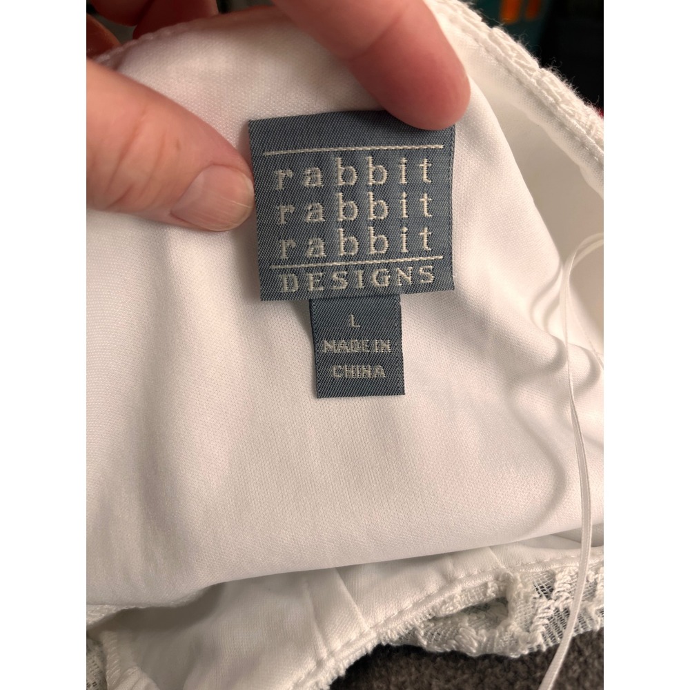 Rabbit Rabbit Rabbit Designs White Geometric Lace Sheath Dress Large R1D741L09BJ - Picture 2 of 4